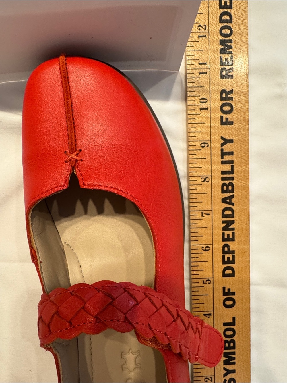 Hotter Red Leather Mary Jane Comfort Flats Braided Strap Women's Size 10 or 42 - Picture 9 of 10